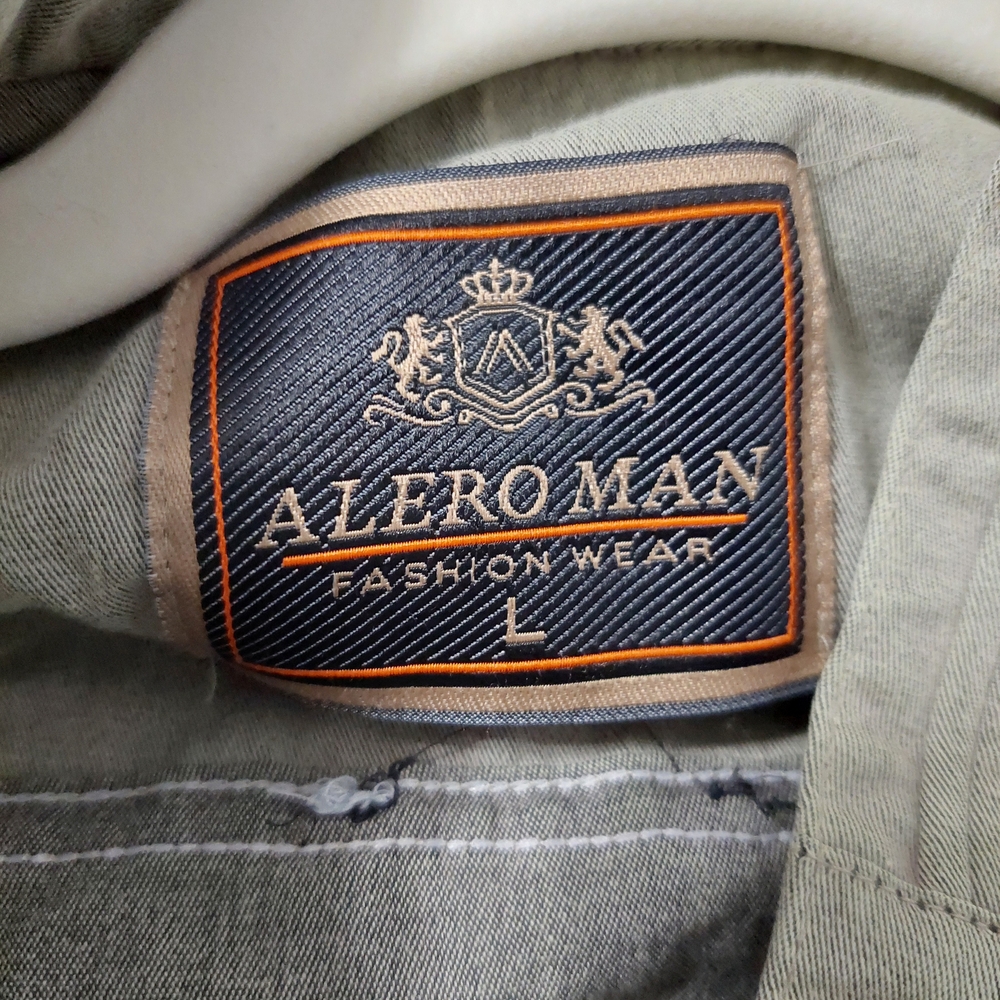 Olive Green Casual Band Collar Button-Down Shirt - Picture 4 of 4